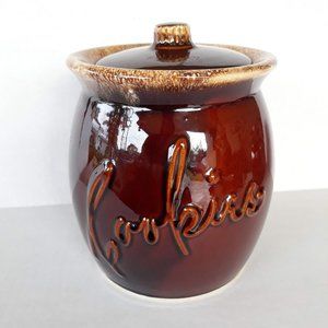 Vintage COOKIE JAR Hull USA Brown Drip Ovenproof